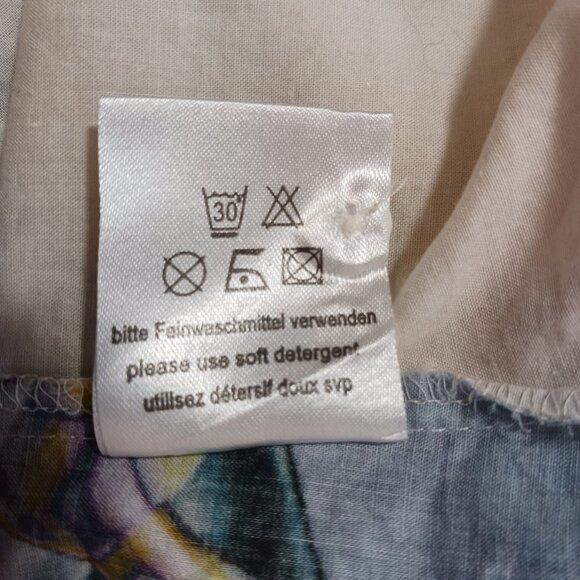 Georg Roth Los Angeles  Med. Cotton Button Down Top Ruffled Artsy Abstract Print - Picture 16 of 16